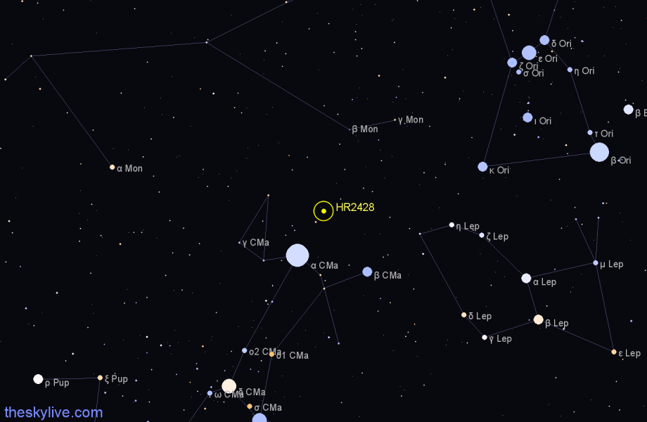 Finder chart HR2428 star