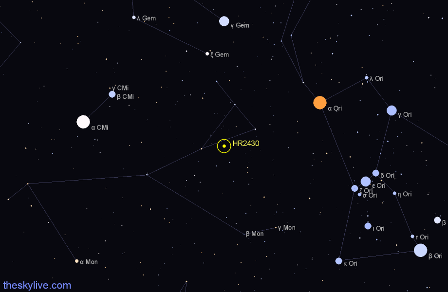Finder chart HR2430 star