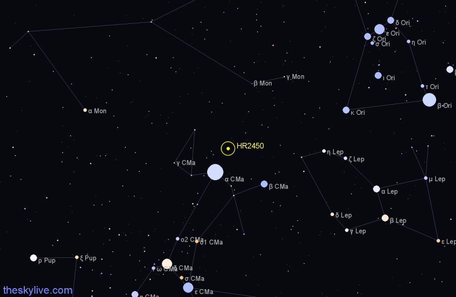 Finder chart HR2450 star