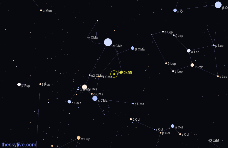 Finder chart HR2455 star