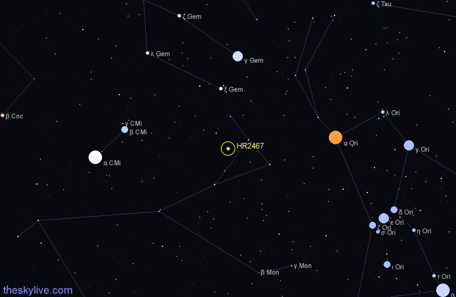 Finder chart HR2467 star