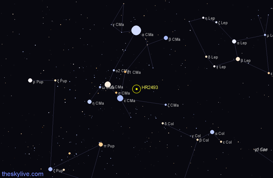 Finder chart HR2493 star