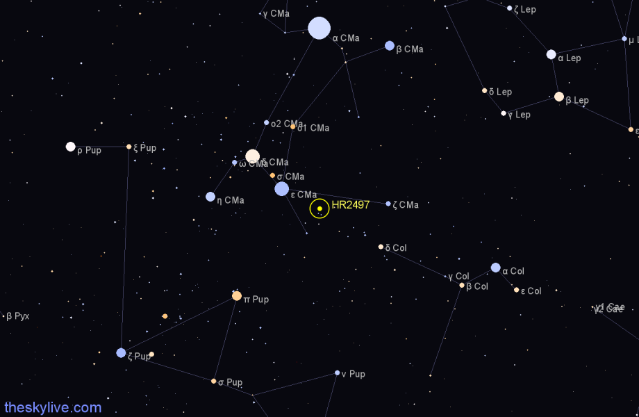 Finder chart HR2497 star