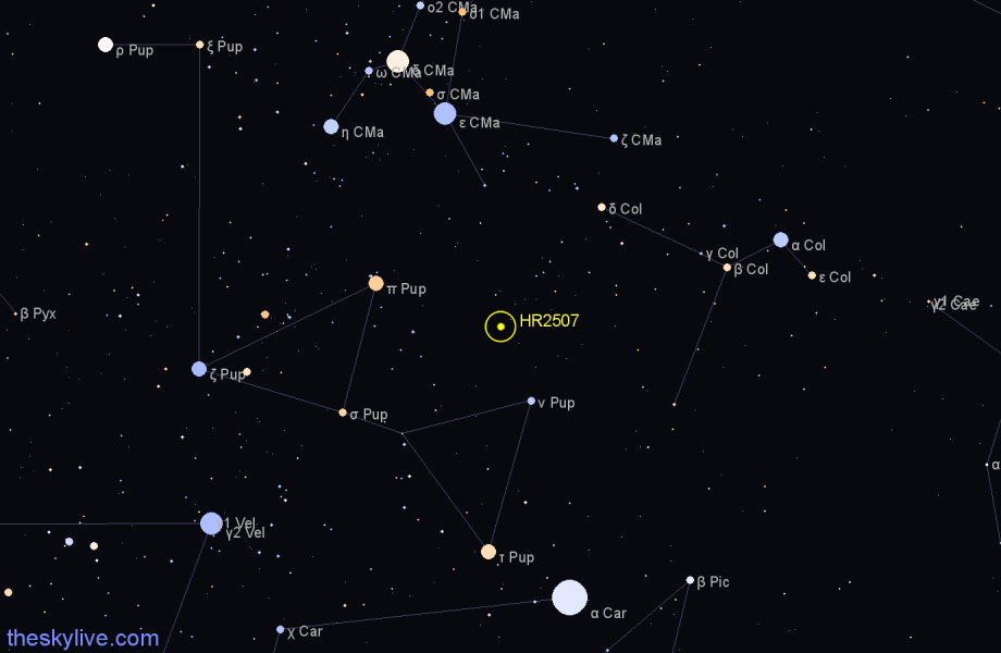 Finder chart HR2507 star