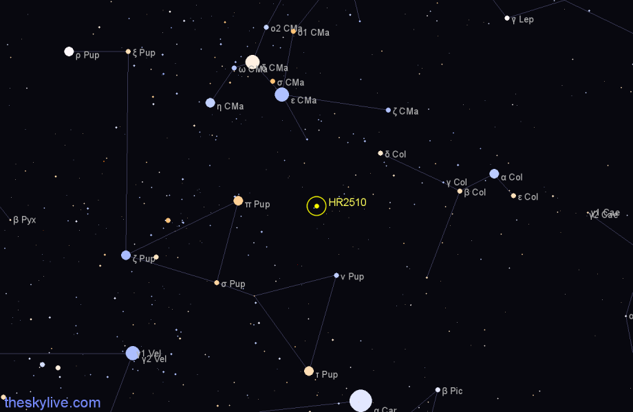 Finder chart HR2510 star