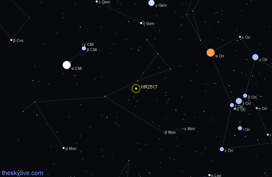 Finder chart HR2517 star