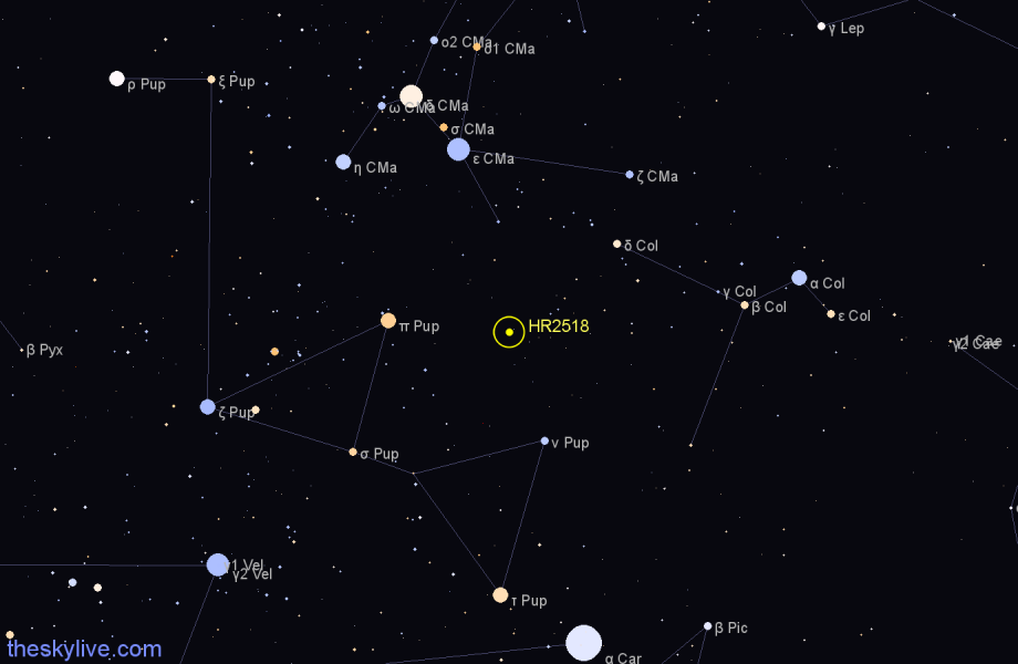 Finder chart HR2518 star