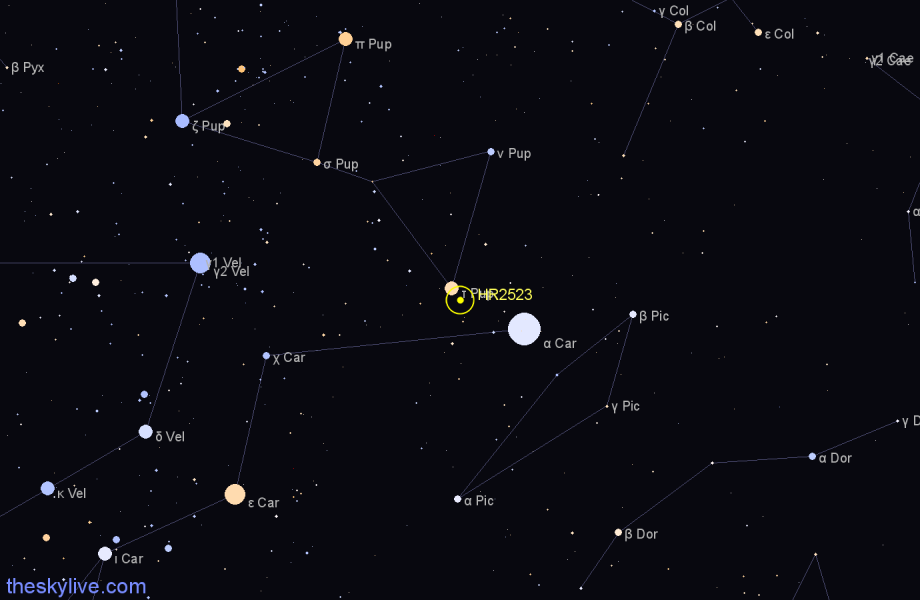Finder chart HR2523 star