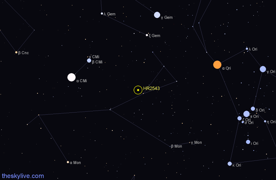 Finder chart HR2543 star