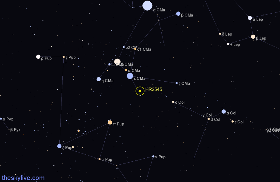 Finder chart HR2545 star