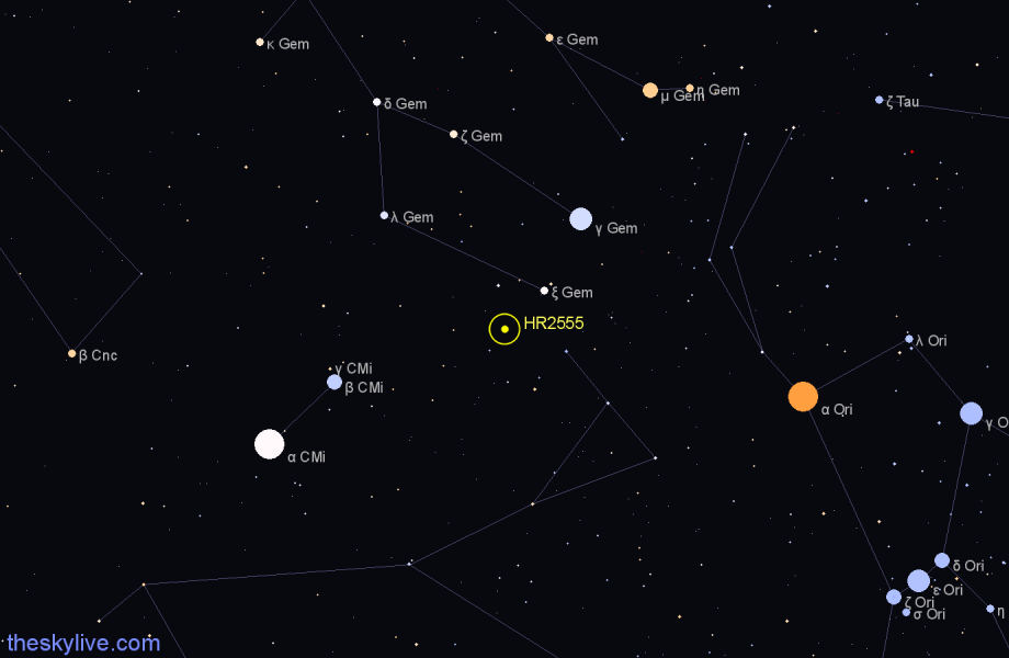 Finder chart HR2555 star