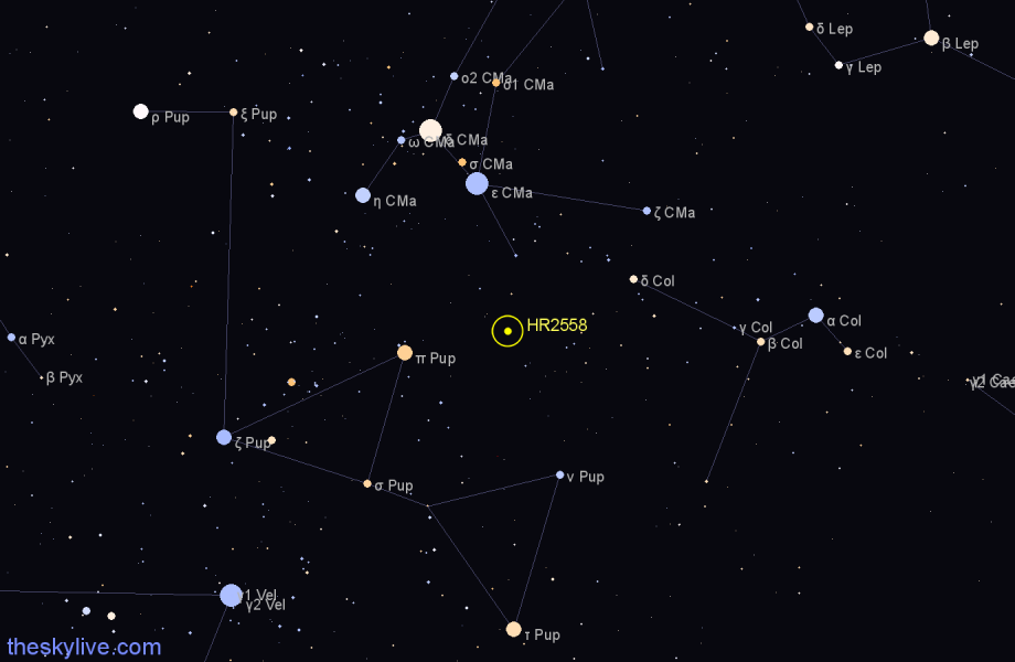 Finder chart HR2558 star