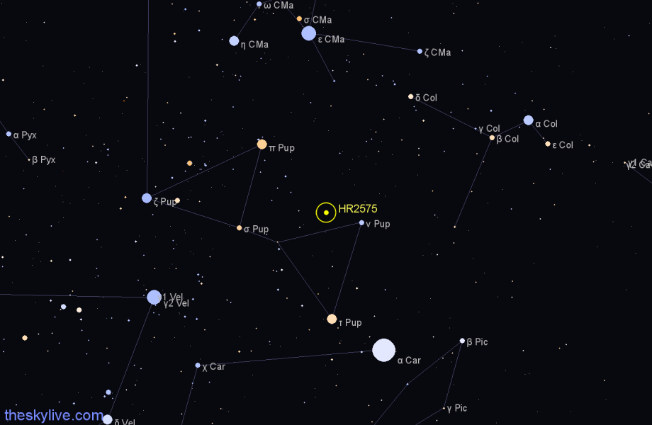 Finder chart HR2575 star