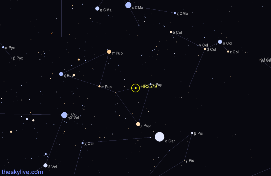 Finder chart HR2579 star
