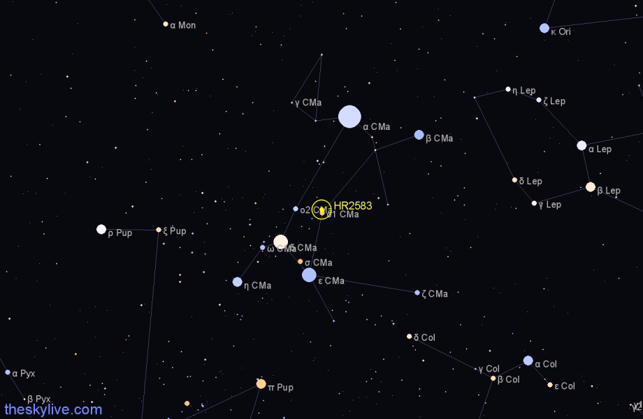 Finder chart HR2583 star