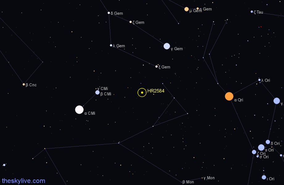 Finder chart HR2584 star