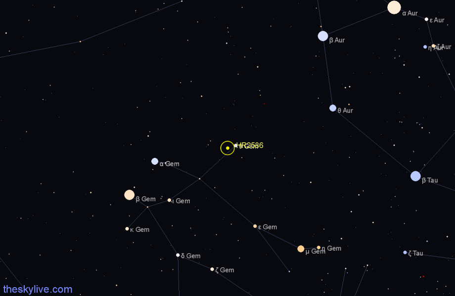 Finder chart HR2586 star