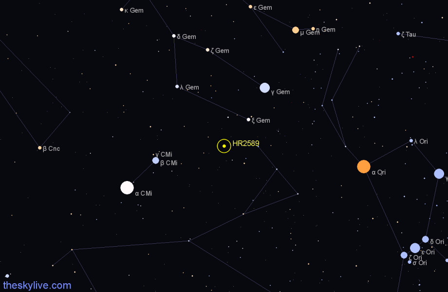 Finder chart HR2589 star