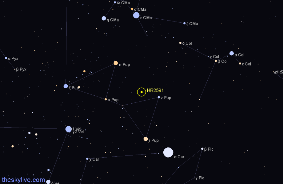 Finder chart HR2591 star