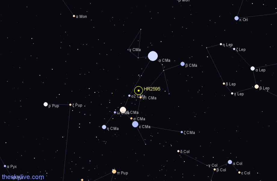 Finder chart HR2595 star