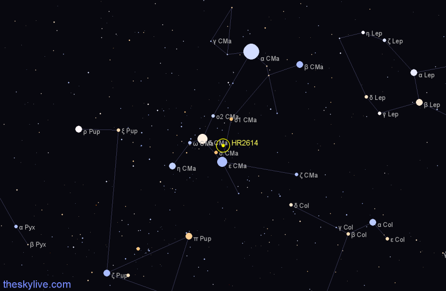 Finder chart HR2614 star