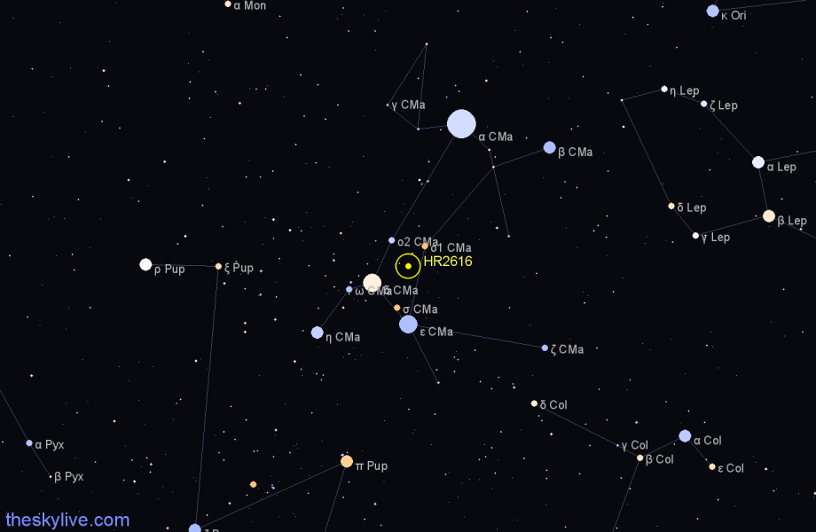 Finder chart HR2616 star