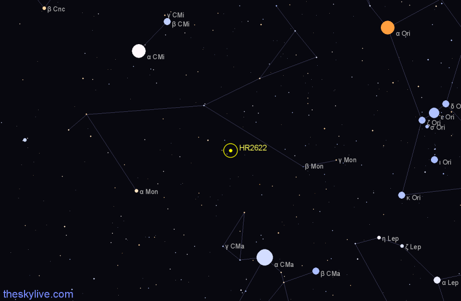 Finder chart HR2622 star