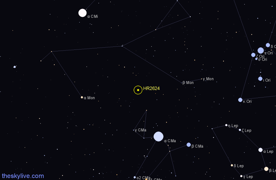 Finder chart HR2624 star