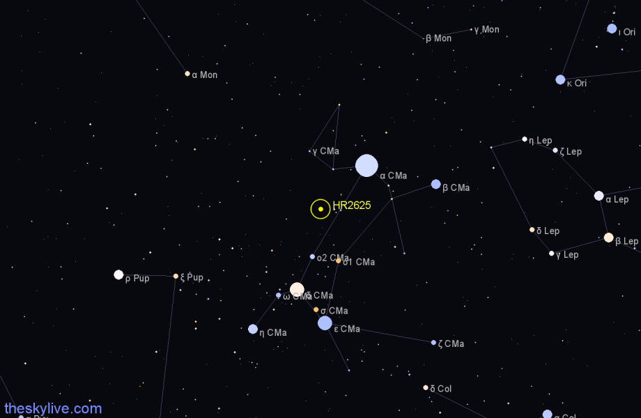 Finder chart HR2625 star