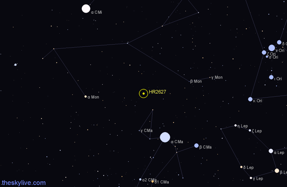 Finder chart HR2627 star