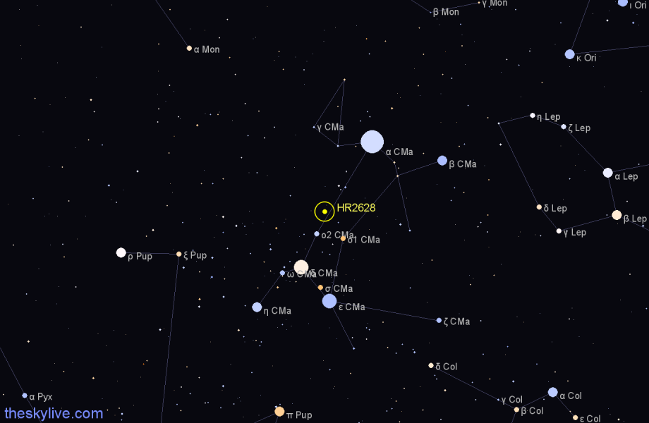 Finder chart HR2628 star