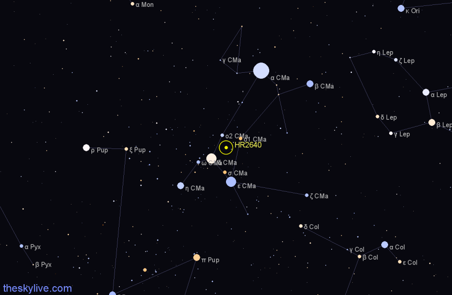 Finder chart HR2640 star