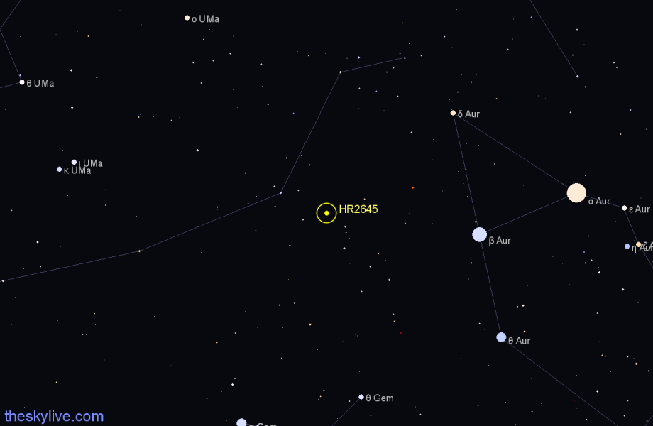 Finder chart HR2645 star