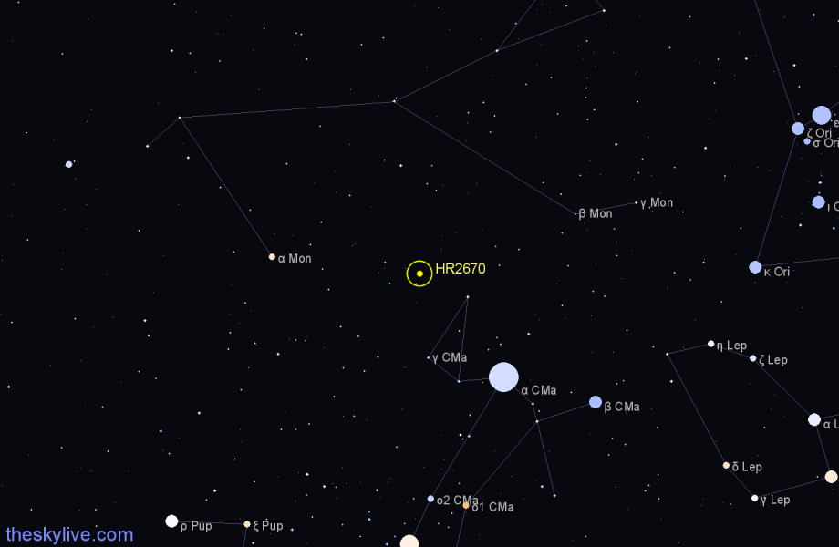 Finder chart HR2670 star