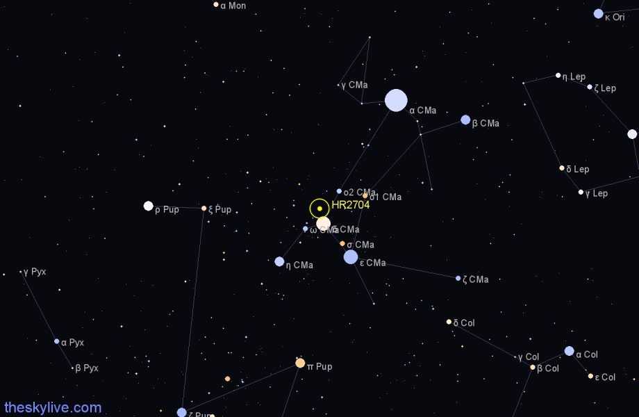 Finder chart HR2704 star