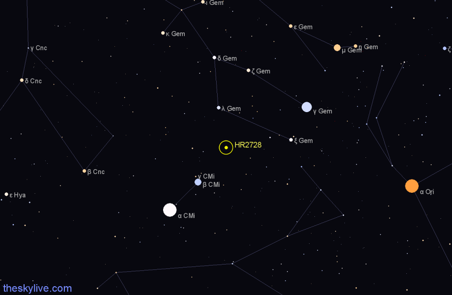 Finder chart HR2728 star