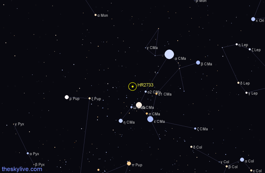 Finder chart HR2733 star