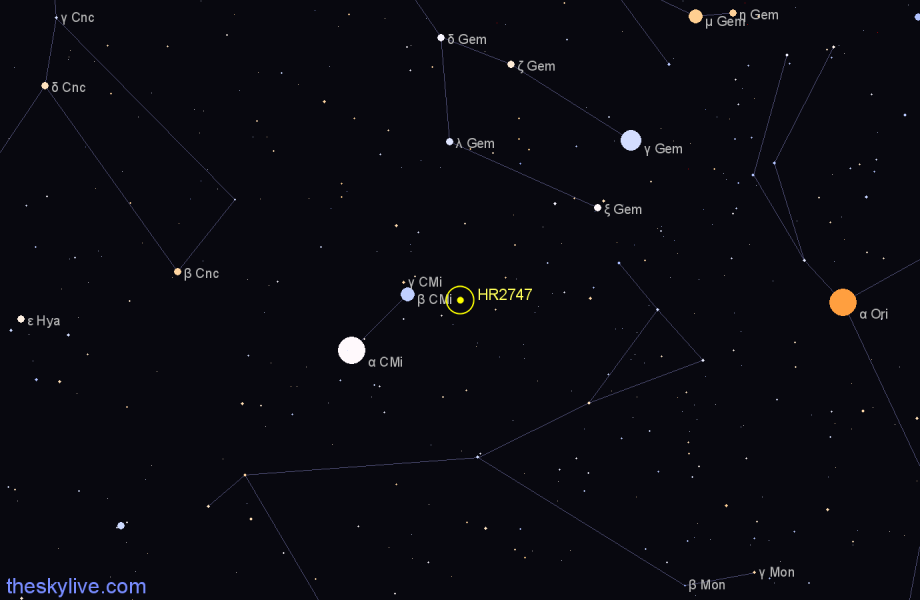 Finder chart HR2747 star
