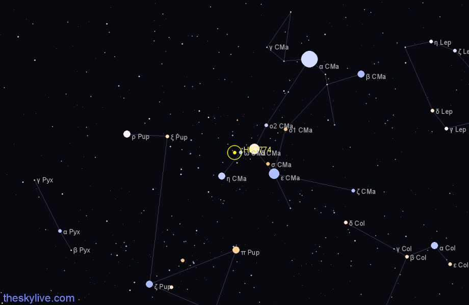 Finder chart HR2774 star