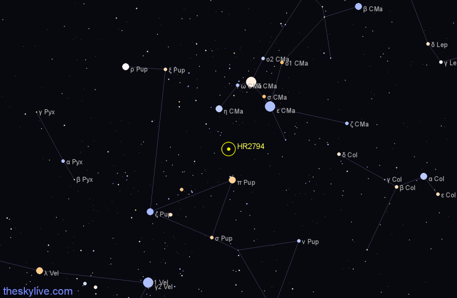 Finder chart HR2794 star