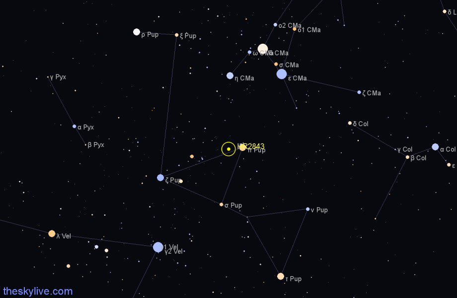 Finder chart HR2843 star