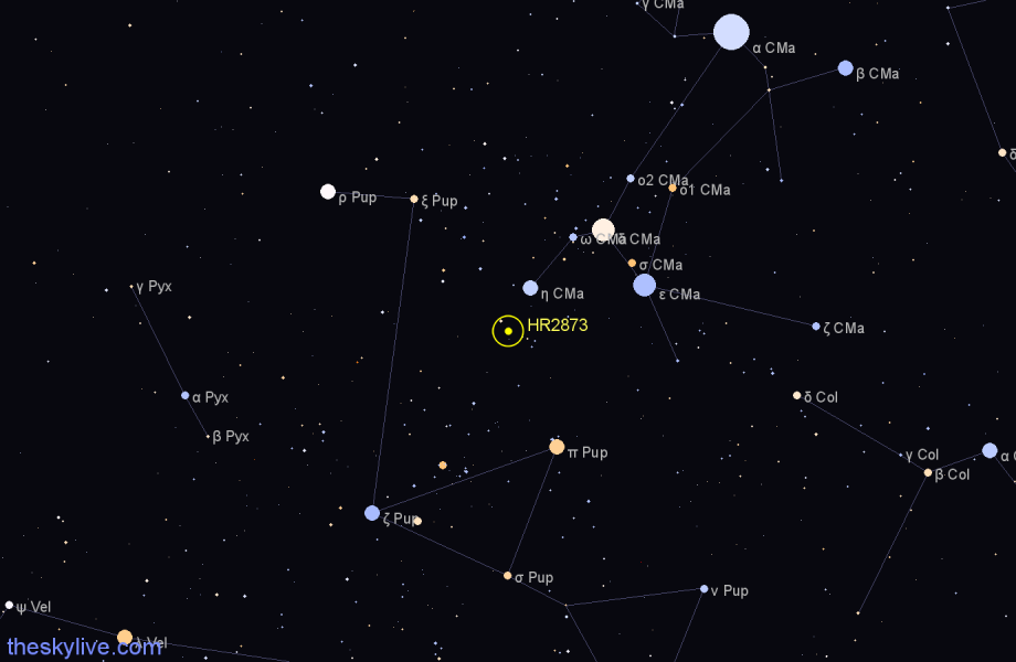 Finder chart HR2873 star