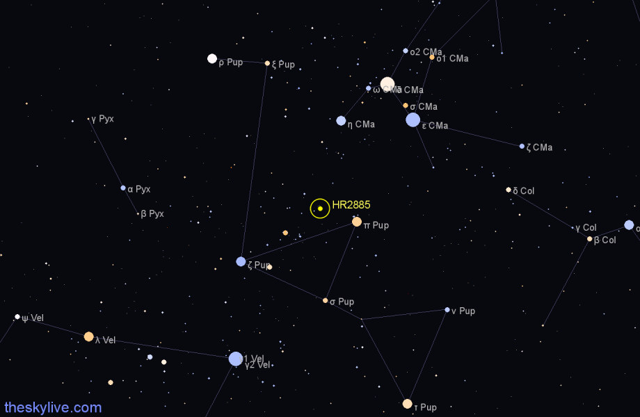 Finder chart HR2885 star
