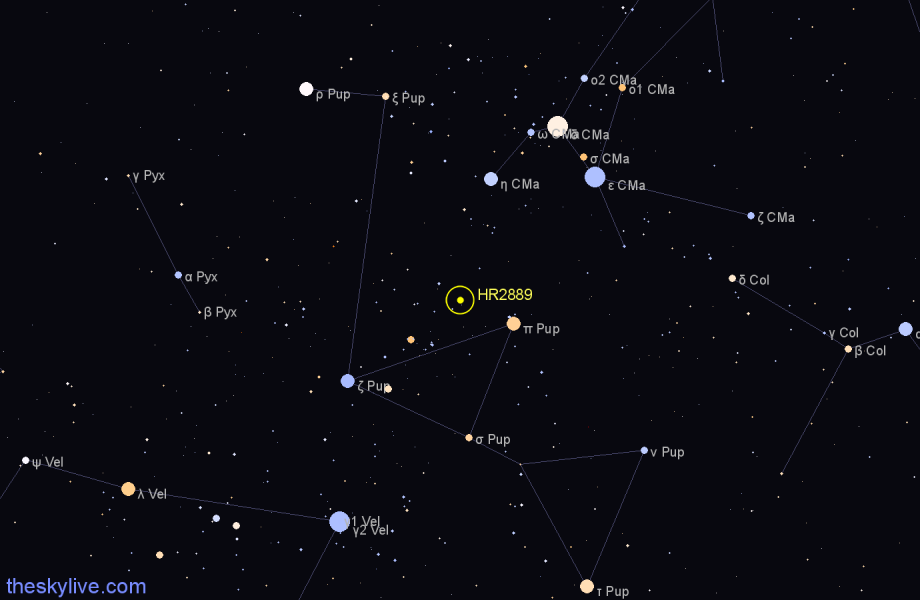 Finder chart HR2889 star