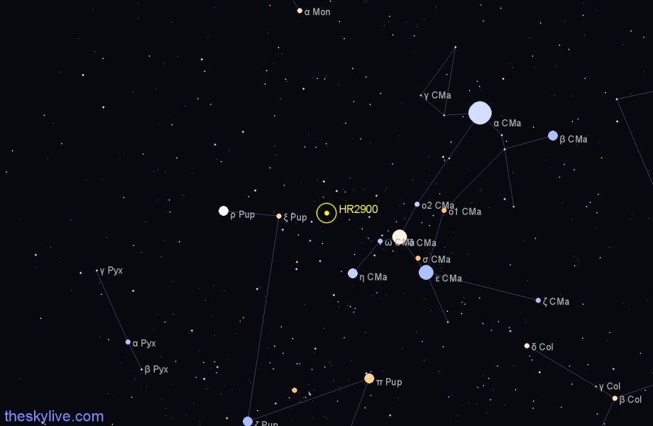 Finder chart HR2900 star