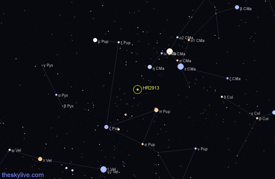 Finder chart HR2913 star