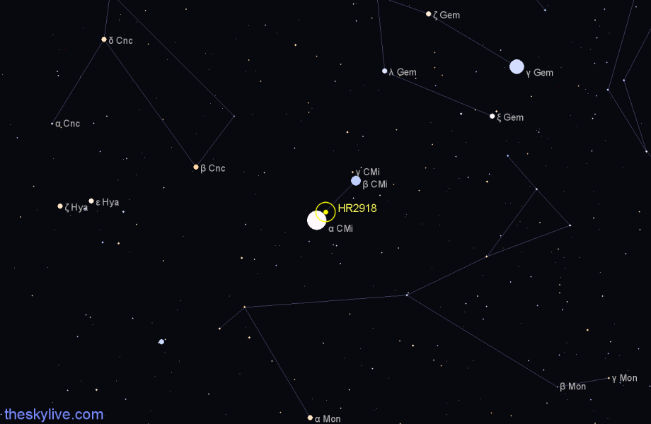 Finder chart HR2918 star