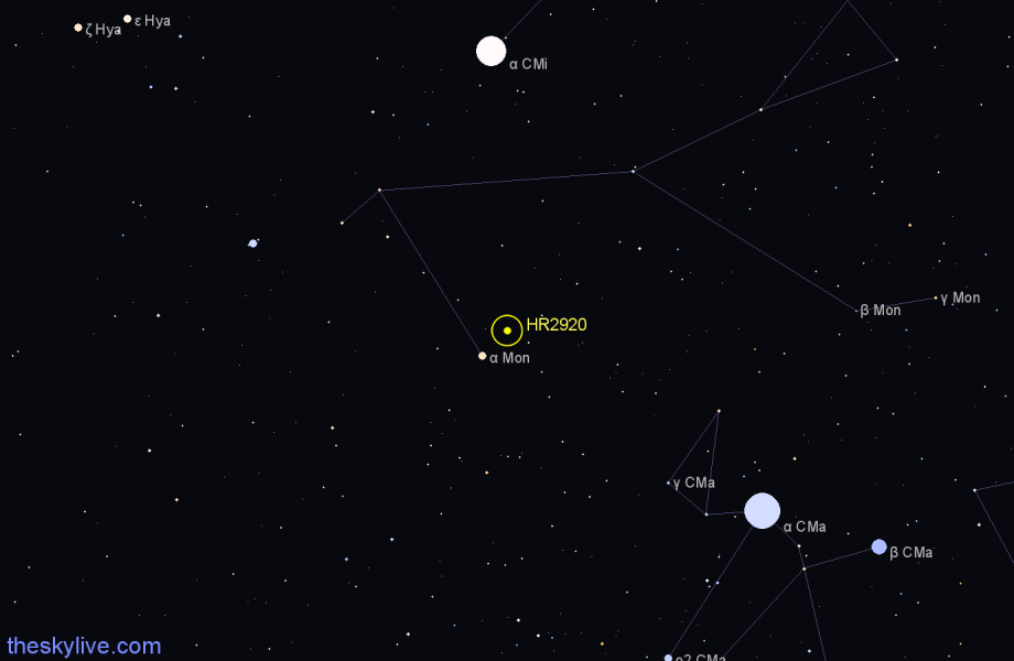 Finder chart HR2920 star