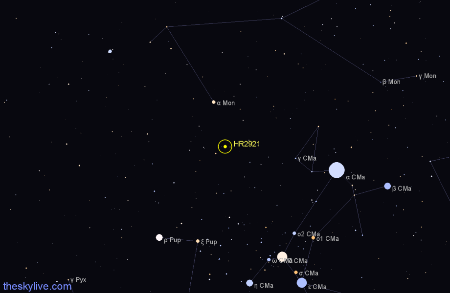 Finder chart HR2921 star