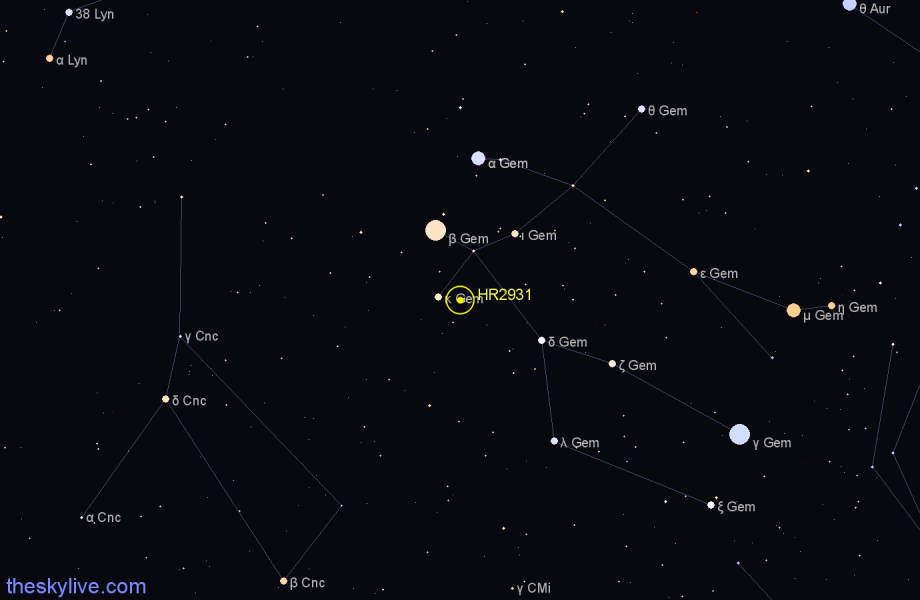 Finder chart HR2931 star